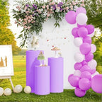 3Pcs Cylinder Pedestal Stand Covers, Purple Spandex Stretch Fit in 3 Sizes(23in,29in,35in) in Purple, alternate view 5