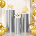 3Pcs Cylinder Pedestal Stand Covers, Sliver Spandex Stretch Fit in Sizes(23in,29in,35in) in Sliver