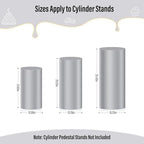 3Pcs Cylinder Pedestal Stand Covers, Sliver Spandex Stretch Fit in Sizes(23in,29in,35in) in Sliver, alternate view 2