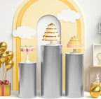 3Pcs Cylinder Pedestal Stand Covers, Sliver Spandex Stretch Fit in Sizes(23in,29in,35in) in Sliver, alternate view 3