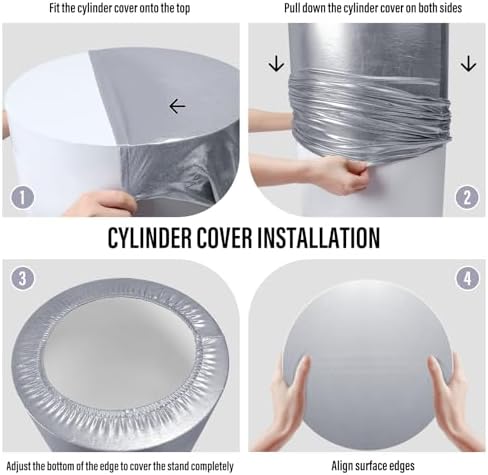 3Pcs Cylinder Pedestal Stand Covers, Sliver Spandex Stretch Fit in Sizes(23in,29in,35in) in Sliver, alternate view 6