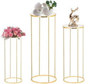 3PCS Cylinder Pedestal Stands for Parties, Gold Metal Plant Round Cylinder Stands for Party Flowers, Display