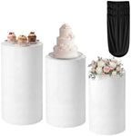 3Pcs Cylinder Pedestal Stands for Party with Black Spandex Covers in Black