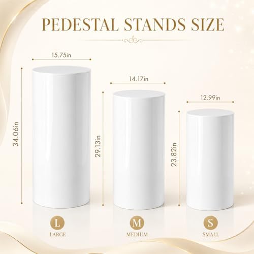3Pcs Cylinder Pedestal Stands for Party with Black Spandex Covers in Black, alternate view 3