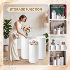 3Pcs Cylinder Pedestal Stands for Party with Black Spandex Covers in Black, alternate view 4