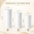 3Pcs Cylinder Pedestal Stands for Party with White Spandex Covers in White, alternate view 3