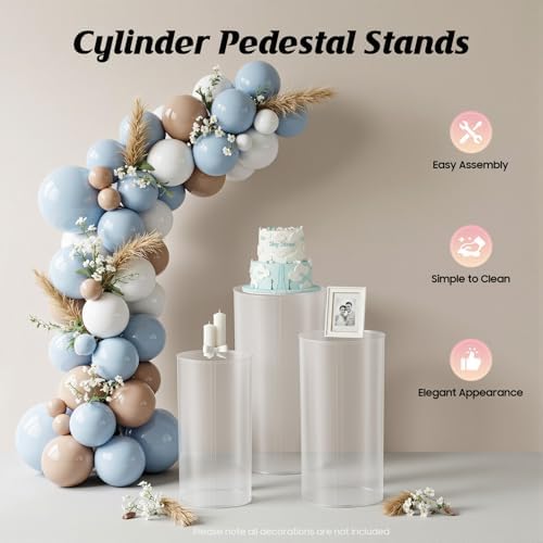 3PCS Cylinder Pedestal Stands, Round Cake Pedestal Display, Sturdy Display Stands Pillars, Cylinder Table, alternate view 3