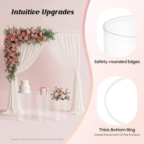3PCS Cylinder Pedestal Stands, Round Cake Pedestal Display, Sturdy Display Stands Pillars, Cylinder Table, alternate view 5