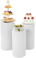 3Pcs Cylinder Stands, Round Cylinder Stands for Wedding & Party in White