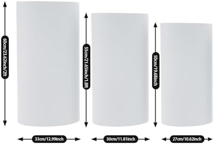 3Pcs Cylinder Stands, Round Cylinder Stands for Wedding & Party in White, alternate view 2
