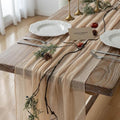 3Pcs Deep Beige Cheesecloth Table Runner 120 Inches for Party Home Decor