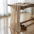 3Pcs Deep Beige Cheesecloth Table Runner 120 Inches for Party Home Decor, alternate view 4