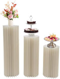 3PCS Different Height Foldable PVC Cardboard Centerpiece Display Stand in Milky White