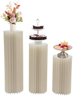 3PCS Different Height Foldable PVC Cardboard Centerpiece Display Stand in Milky White