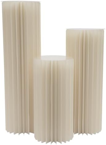 3PCS Different Height Foldable PVC Cardboard Centerpiece Display Stand in Milky White, alternate view 4