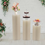 3PCS Different Height Foldable PVC Cardboard Centerpiece Display Stand in Milky White, alternate view 5