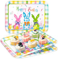 3Pcs Easter Serving Trays Reusable Serving Dishes Watercolor Pastel Plaid Rabbit Egg Platter for Spring Party