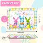 3Pcs Easter Serving Trays Reusable Serving Dishes Watercolor Pastel Plaid Rabbit Egg Platter for Spring Party, alternate view