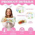 3Pcs Easter Serving Trays Reusable Serving Dishes Watercolor Pastel Plaid Rabbit Egg Platter for Spring Party, alternate view