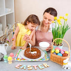 3Pcs Easter Serving Trays Reusable Serving Dishes Watercolor Pastel Plaid Rabbit Egg Platter for Spring Party, alternate view