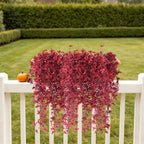 3Pcs Fake Fall Flowers Artificial Hanging Plants Silk Flowers in Hang Wine Red, alternate view 5
