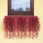 3Pcs Fake Fall Flowers Artificial Hanging Plants Silk Flowers in Hang Wine Red, alternate view 6