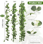 3Pcs Fake Vines Artificial Grape Leaves Ivy Greenery Garland 5.9FT, alternate view 3