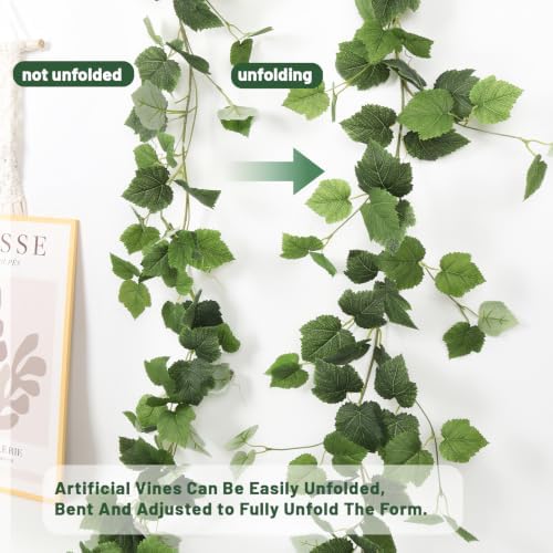 3Pcs Fake Vines Artificial Grape Leaves Ivy Greenery Garland 5.9FT, alternate view 5