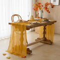 3Pcs Fall Golden Cheesecloth Table Runner 120 Inch Party Home Decor