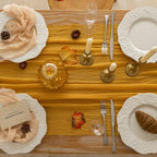 3Pcs Fall Golden Cheesecloth Table Runner 120 Inch Party Home Decor, alternate view 3