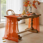 3Pcs Fall Orange Cheesecloth Table Runner 120 Inch Party Home Decor