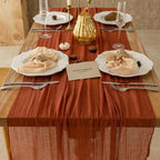 3Pcs Fall Terracotta Cheesecloth Table Runner 120 Inch Party Home Decor, alternate view 4