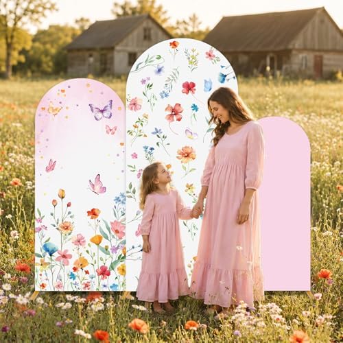 3Pcs Floral Backdrop Decoration Wildflowers Arch Backdrop Cover Set Spring Wildflower Theme Party Decor for, alternate view 5