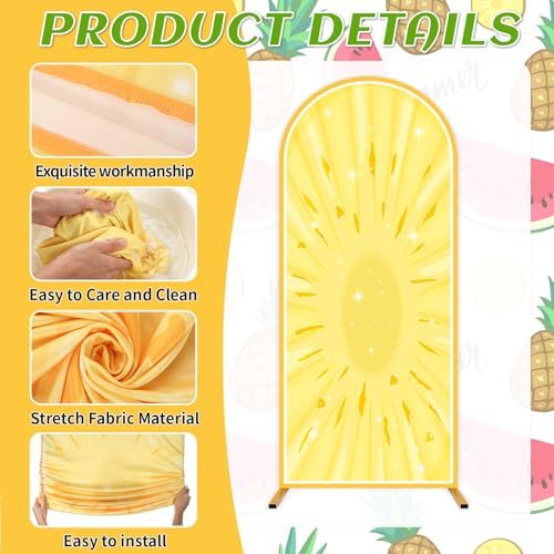 3Pcs Fruit Arch Backdrop Cover Summer Birthday Party Decoration Watermelon Kiwi Pineapple Milk Silk Fitted Arch, alternate