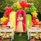 3Pcs Fruit Arch Backdrop Cover Summer Birthday Party Decoration Watermelon Kiwi Pineapple Milk Silk Fitted Arch, alternate