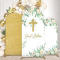 3Pcs God Bless Backdrop Cover Baptism Backdrop Cover for Round Top Arch First Holy Communion Arch Party Decor