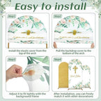 3Pcs God Bless Backdrop Cover Baptism Backdrop Cover for Round Top Arch First Holy Communion Arch Party Decor, alternate view