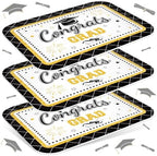 3Pcs Graduation Serving Trays 13 x 10 Inch Bachelor' s Hat Diploma Glitter Reusable Melamine Platter Congrats
