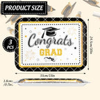 3Pcs Graduation Serving Trays 13 x 10 Inch Bachelor' s Hat Diploma Glitter Reusable Melamine Platter Congrats, alternate view