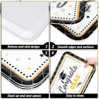 3Pcs Graduation Serving Trays 13 x 10 Inch Bachelor' s Hat Diploma Glitter Reusable Melamine Platter Congrats, alternate view
