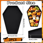 3Pcs Halloween Coffin Charcuterie Board,13.7inch Coffin Serving Tray in Black, alternate view 2