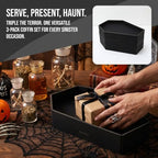 3Pcs Halloween Coffin Charcuterie Board,13.7inch Coffin Serving Tray in Black, alternate view 5