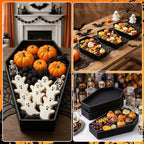 3Pcs Halloween Coffin Charcuterie Board,13.7inch Coffin Serving Tray in Black, alternate view 6