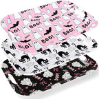 3Pcs Halloween Ghost Serving Trays 16.4 x 11 Inch Pink Boo Ghost Black Cat Platter with Handles Reusable Serving