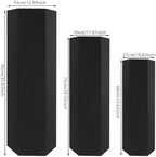 3PCS Hexagonal Cake Pedestal Stand, Catering Dessert Table Risers (Black) in Black, alternate view 3
