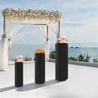 3PCS Hexagonal Cake Pedestal Stand, Catering Dessert Table Risers (Black) in Black, alternate view 5