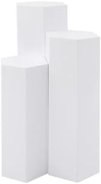 3PCS Hexagonal Cake Pedestal Stand, Catering Dessert Table Risers (White) in White, alternate view 4