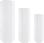 3PCS Hexagonal Cake Pedestal Stand, Catering Dessert Table Risers (White) in White, alternate view 5