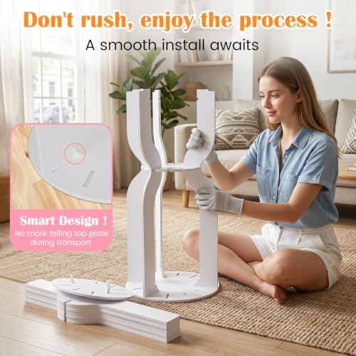 3Pcs Hourglass-Shaped Cake Stand with Cylinder Pedestal, Large White Round Plinth for Weddings, Birthdays, Baby, alternate