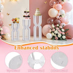 3Pcs Hourglass-Shaped Cake Stand with Cylinder Pedestal, Large White Round Plinth for Weddings, Birthdays, Baby, alternate